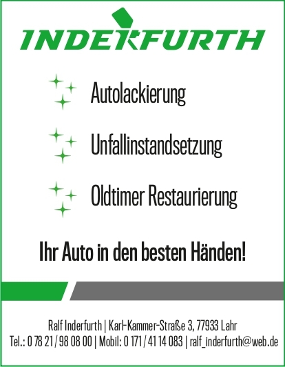 Logo/ Visitenkarte Lackierfachbetrieb Inderfurth