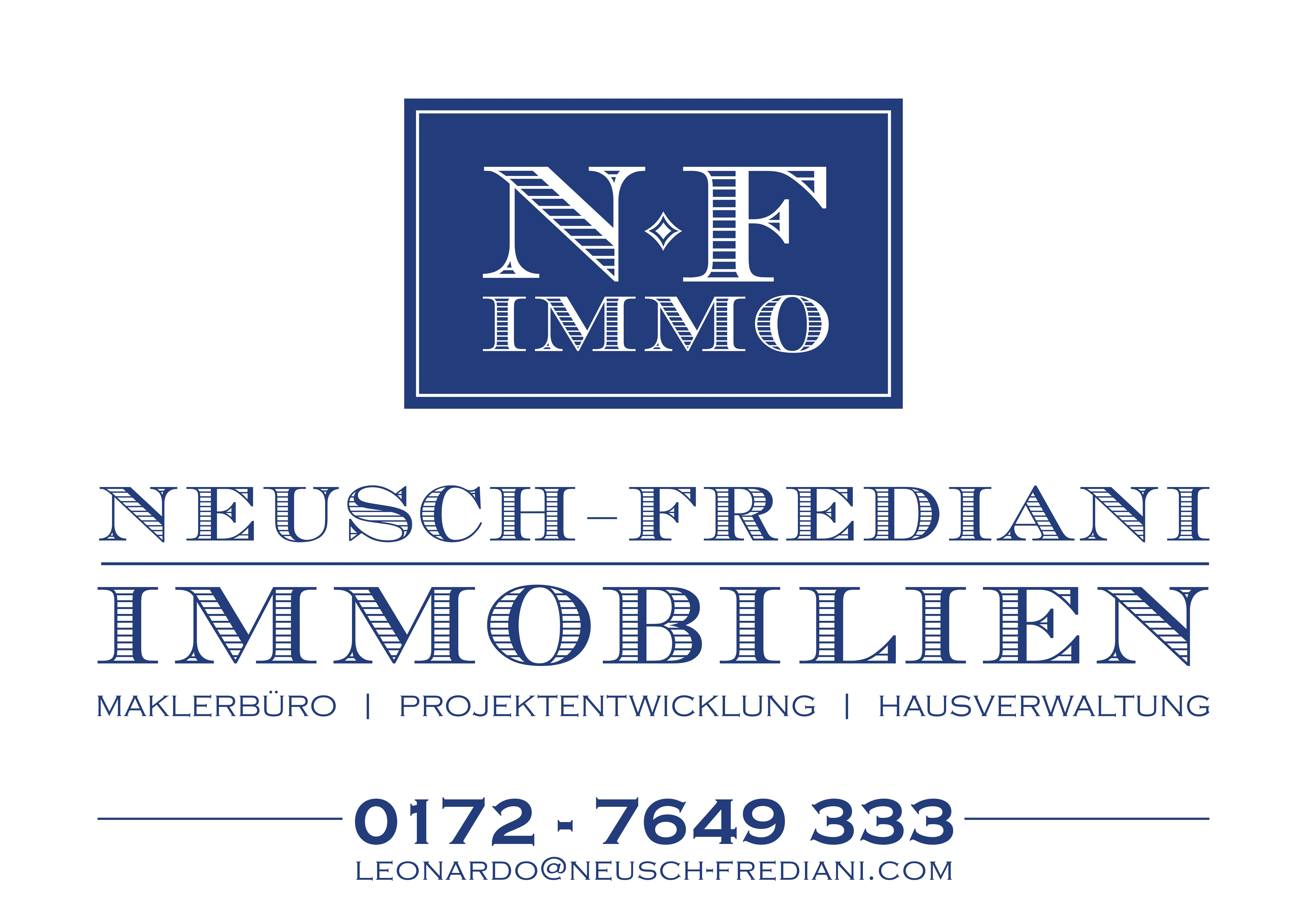 Logo/ Visitenkarte Neusch-Frediani Immobilien